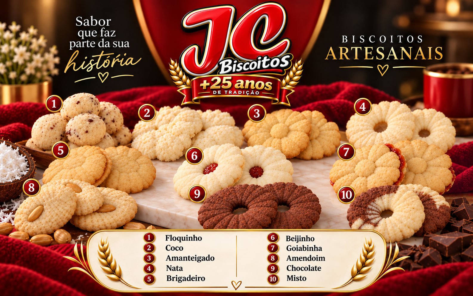 JC Biscoitos — biscoitos artesanais de Jurandir, com mais de 25 anos de tradição